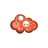 Halloween cranio decorazione su nube logo design modello, Halloween logo semplice e pulito vettore