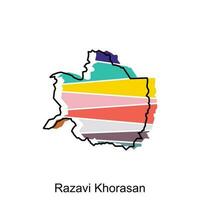 carta geografica di razavi khorasan amministrativo, nazione di mi sono imbattuto dipartimenti con icone, illustrazione design modello vettore