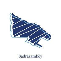 carta geografica di sadrazamkoy con di nome regioni e viaggio icone, nazione carta geografica per Infografica design modello vettore