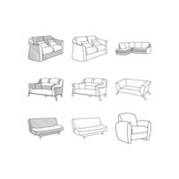 icona impostato di divano interno design modello, elemento grafico illustrazione design logo, logo per il tuo azienda e eccetera. vettore