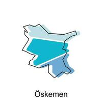 oskemen città repubblica di Kazakistan carta geografica vettore illustrazione, vettore modello con schema grafico schizzo stile isolato su bianca sfondo
