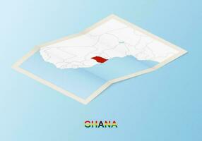 piegato carta carta geografica di Ghana con vicino paesi nel isometrico stile. vettore