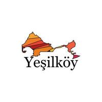yesilkoy carta geografica vettore illustrazione, colorato carta geografica moderno creativo design modello