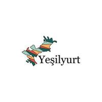 yesilyurt tacchino carta geografica illustrazione vettore design modello, stato amministrativo suddivisione di tacchino
