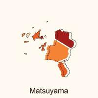 carta geografica di matsuyama vettore design modello, nazionale frontiere e importante città illustrazione