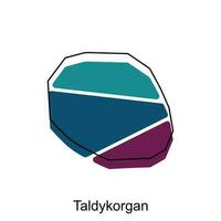 carta geografica di taldykorgan illustrazione design modello, carta geografica avere tutti Provincia e marchio il capitale città di kazakistan, adatto per il tuo azienda vettore