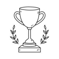 vincitore 'S tazza isolato su bianca sfondo. campione premio. vettore disegnato a mano illustrazione nel scarabocchio stile. Perfetto per carte, logo, decorazioni, vario disegni.