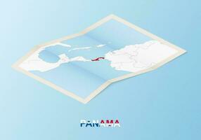 piegato carta carta geografica di Panama con vicino paesi nel isometrico stile. vettore