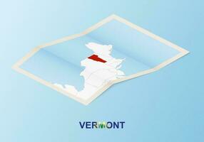 piegato carta carta geografica di Vermont con vicino paesi nel isometrico stile. vettore