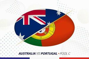 Rugby incontro fra Australia e Portogallo, concetto per Rugby torneo. vettore
