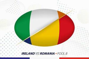 Rugby incontro fra Irlanda e Romania, concetto per Rugby torneo. vettore