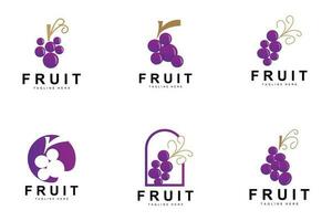 uva logo, azienda agricola frutta vettore, fresco viola frutta disegno, uva Prodotto icona, frutta negozio vettore