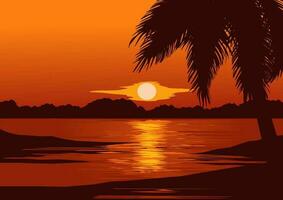 tropicale spiaggia tramonto vettore sfondo
