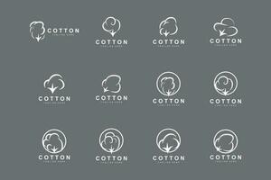 cotone logo, morbido cotone fiore design vettore naturale biologico impianti abbigliamento materiale e bellezza tessile