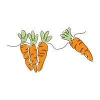 carota logo, vettore giardino azienda agricola carota la verdura, linea disegno, modello illustrazione