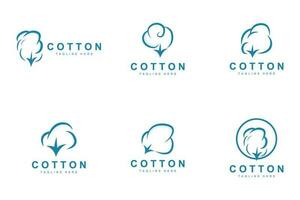 cotone logo, morbido cotone fiore design vettore naturale biologico impianti abbigliamento materiale e bellezza tessile