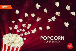 film cinema Popcorn secchio con volante spuntini vettore