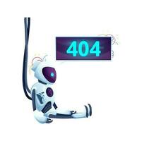 404 pagina con cartone animato schermo e robot, vettore