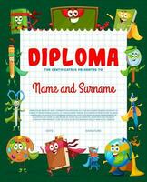 bambini diploma con Stazionario supereroe personaggi vettore