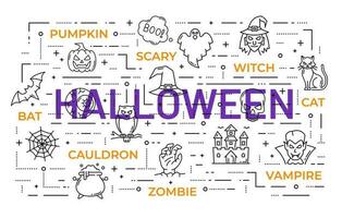 Halloween parola nube con vacanza schema simboli vettore