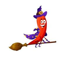 cartone animato Halloween Pepe strega personaggio su scopa vettore