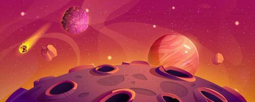 spazio pianeta sfondo cartone animato gioco paesaggio vettore
