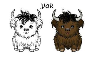 carino yak animale colorazione libro illustrazione vettore