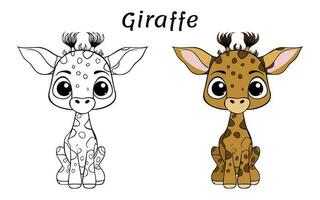carino giraffa animale colorazione libro illustrazione vettore