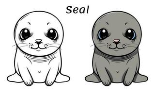 carino foca animale colorazione libro illustrazione vettore