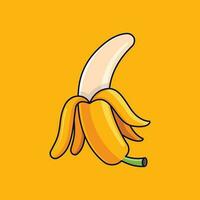 Banana frutta cartone animato vettore icona illustrazione. cibo frutta icona concetto isolato premio vettore. piatto cartone animato stile adatto per ragnatela atterraggio pagina, striscione, etichetta, sfondo