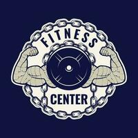 fitness logo retrò stile. bene per fitness logo, Palestra logo. modello per sport icona, simbolo, logo o altro marchio. moderno retrò illustrazione. vettore