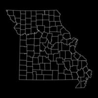 Missouri stato carta geografica con contee. vettore illustrazione.