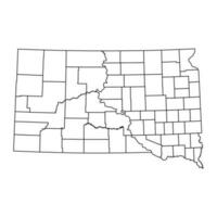 Sud dakota stato carta geografica con contee. vettore illustrazione.