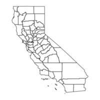 California stato carta geografica con contee. vettore illustrazione.