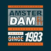 amsterdam grafico, tipografia vettore, t camicia disegno, illustrazione, bene per casuale stile vettore