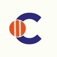 cricket logo su lettera c concetto. cricket club simbolo vettore