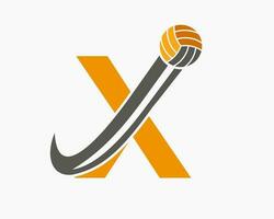 lettera X pallavolo logo concetto con in movimento volley palla icona. pallavolo gli sport logotipo modello vettore