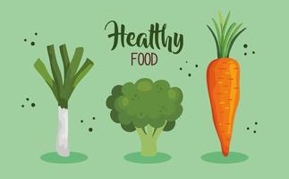 poster di cibo sano con carote e verdure vettore