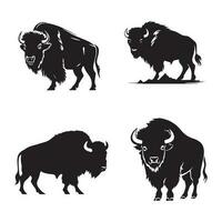 impostato di bisonte silhouette personaggi con vettore illustrazione