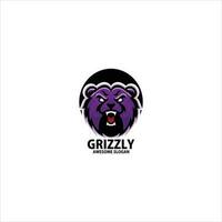 grizzly arrabbiato logo design gioco esport vettore