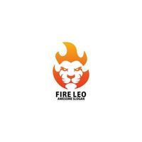 fuoco con Leone viso logo design pendenza colore vettore