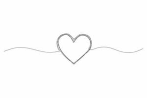 continuo uno linea disegno di cuore. nero singolo linea arte isolato su bianca sfondo. minimalista illustrazione di amore concetto. astratto amore simbolo per san valentino giorno. vettore illustrazione.