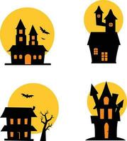 Halloween frequentato Casa silhouette collezione. pauroso Halloween Casa fascio impostato per design decorazione.vettore illustrazione vettore