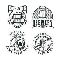 impostato di retrò birra logo design. birra logo design illustrazione vettore. vettore