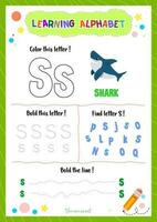 apprendimento alfabeto con tracciato scoperta e colorazione lettere per bambini vettore