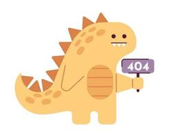 carino dinosauro detiene cartello errore 404 veloce Messaggio. vuoto stato ui design. pagina non trovato apparire cartone animato Immagine. vettore piatto illustrazione concetto su bianca sfondo
