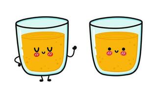 bicchiere di succo carattere. vettore mano disegnato cartone animato kawaii personaggio illustrazione icona. isolato su bianca sfondo. bicchiere di succo personaggio concetto