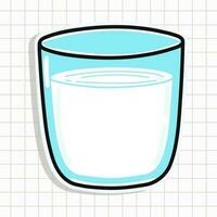 carino bicchiere di latte etichetta carattere. vettore mano disegnato cartone animato kawaii personaggio illustrazione icona. divertimento bicchiere di latte etichetta personaggio concetto