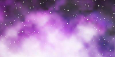 sfondo vettoriale viola chiaro con stelle piccole e grandi che brillano illustrazione colorata con tema stelle piccole e grandi per telefoni cellulari
