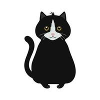 carino divertente nero gatto. cartone animato bambino illustrazione, Stampa, cartolina, vettore